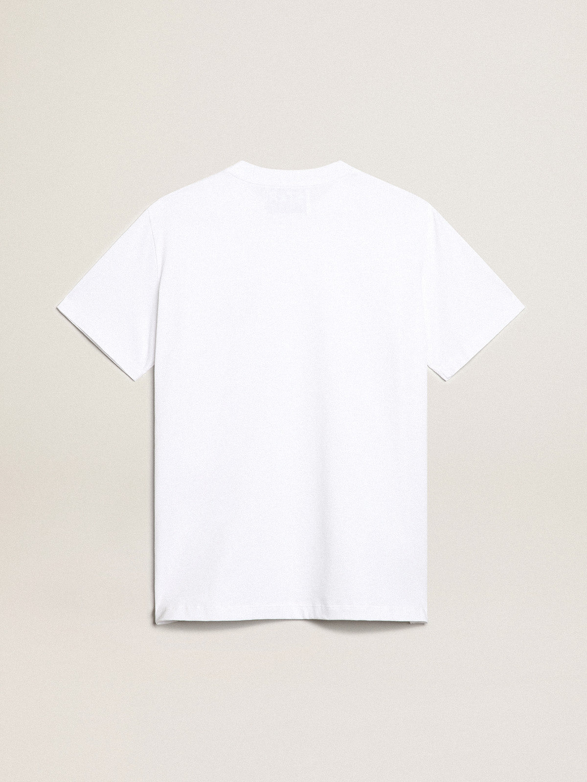 Women's white T-shirt with dark blue star on the front| Golden Goose