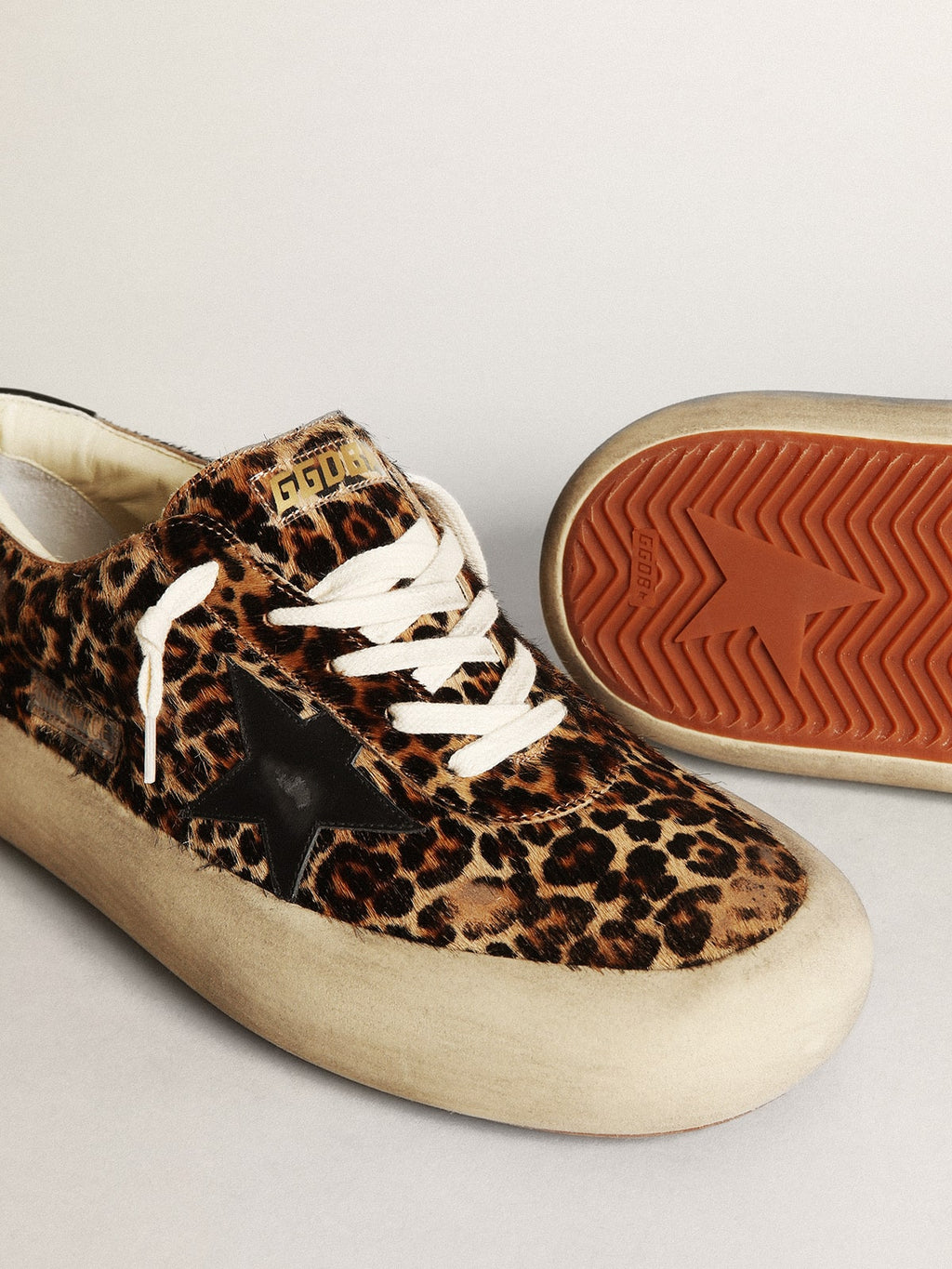 Men's Space-Star in leopard print pony skin with black star and heel| Golden Goose