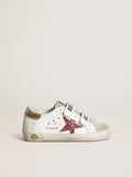 Young Old School with pink glitter star and platinum heel tab| Golden Goose
