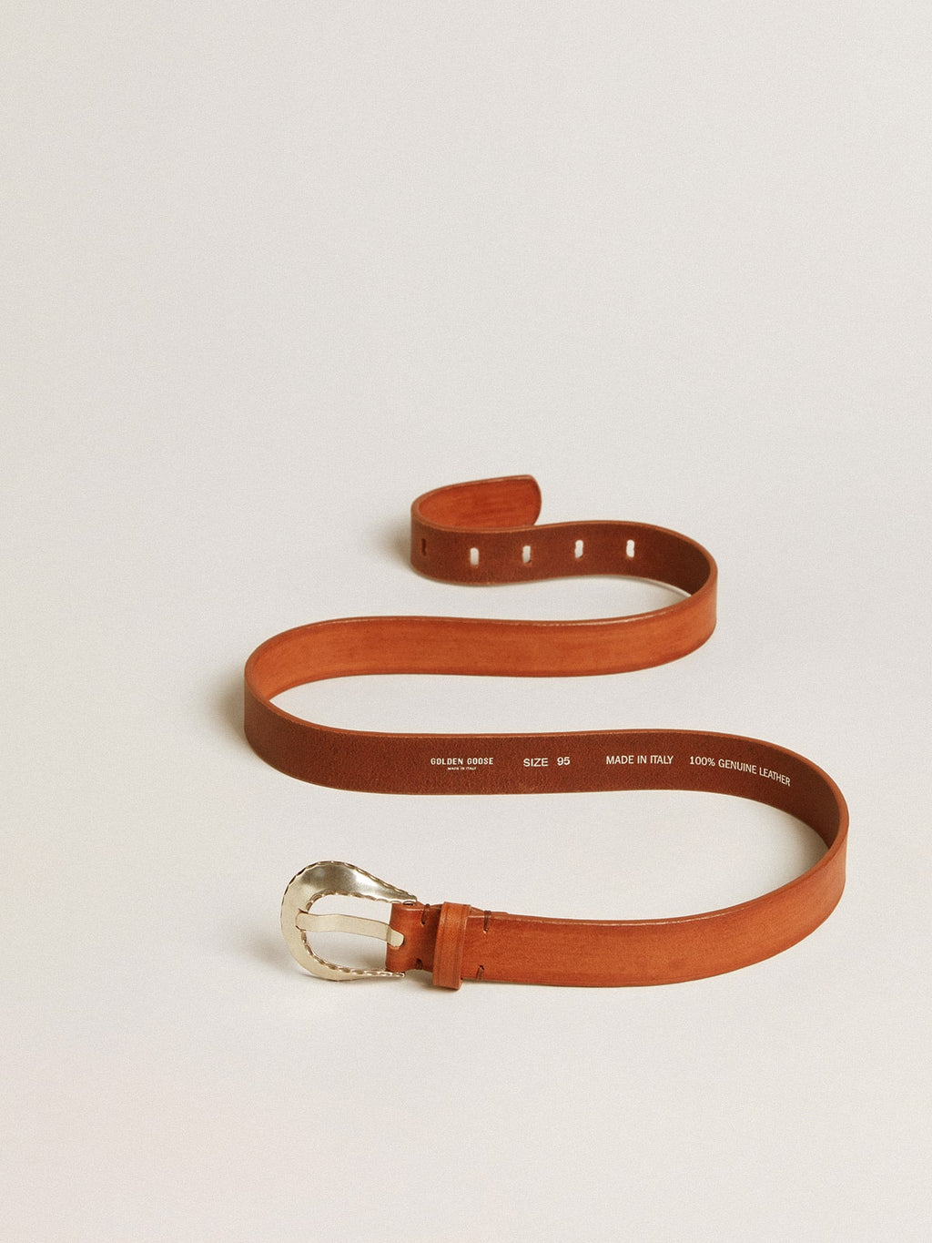 Men's belt in tan-colored washed leather| Golden Goose