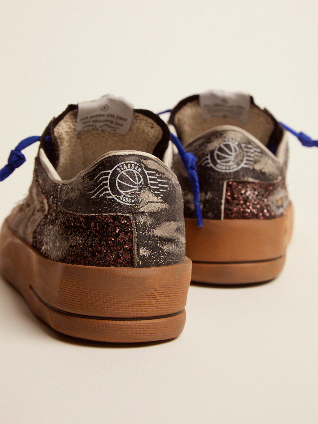 Women's Stardan LAB sneakers with brown glitter upper and black star| Golden Goose