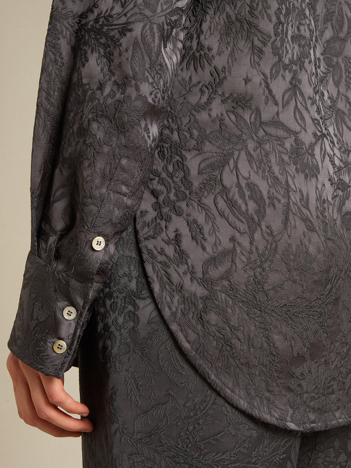 Jacquard shirt with all-over toile de jouy pattern| Golden Goose