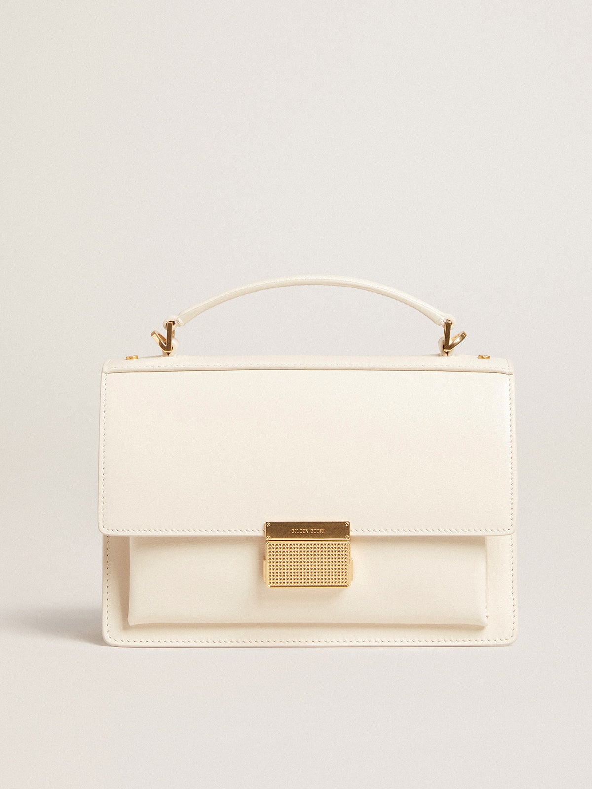 Venezia Bag in butter-colored boarded leather with gold details| Golden Goose