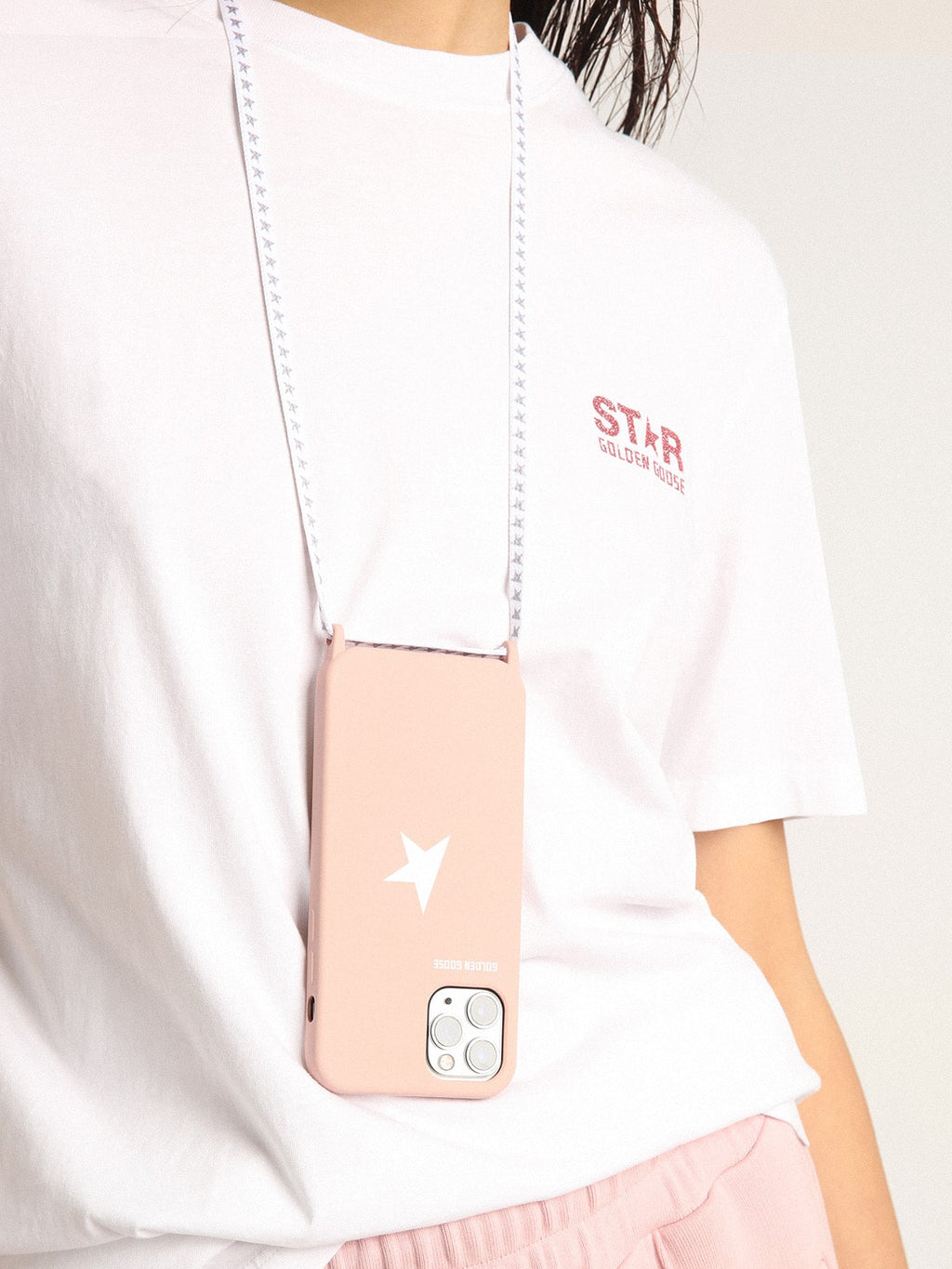 Cover for iPhone 12 and 12 Pro light pink with white logo| Golden Goose