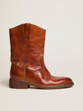 Biker boots in tan-colored leather| Golden Goose