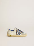 Super-Star Young with blue leather star and ice-gray suede inserts| Golden Goose