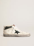 Mid Star with green metallic leather star and white flash| Golden Goose