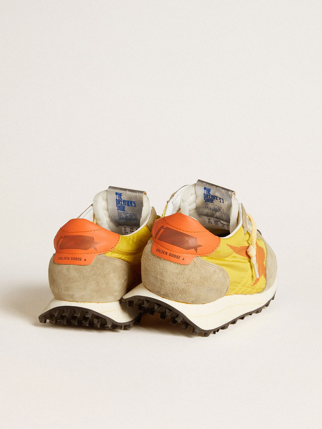 Men's Marathon with yellow nylon upper and orange star| Golden Goose