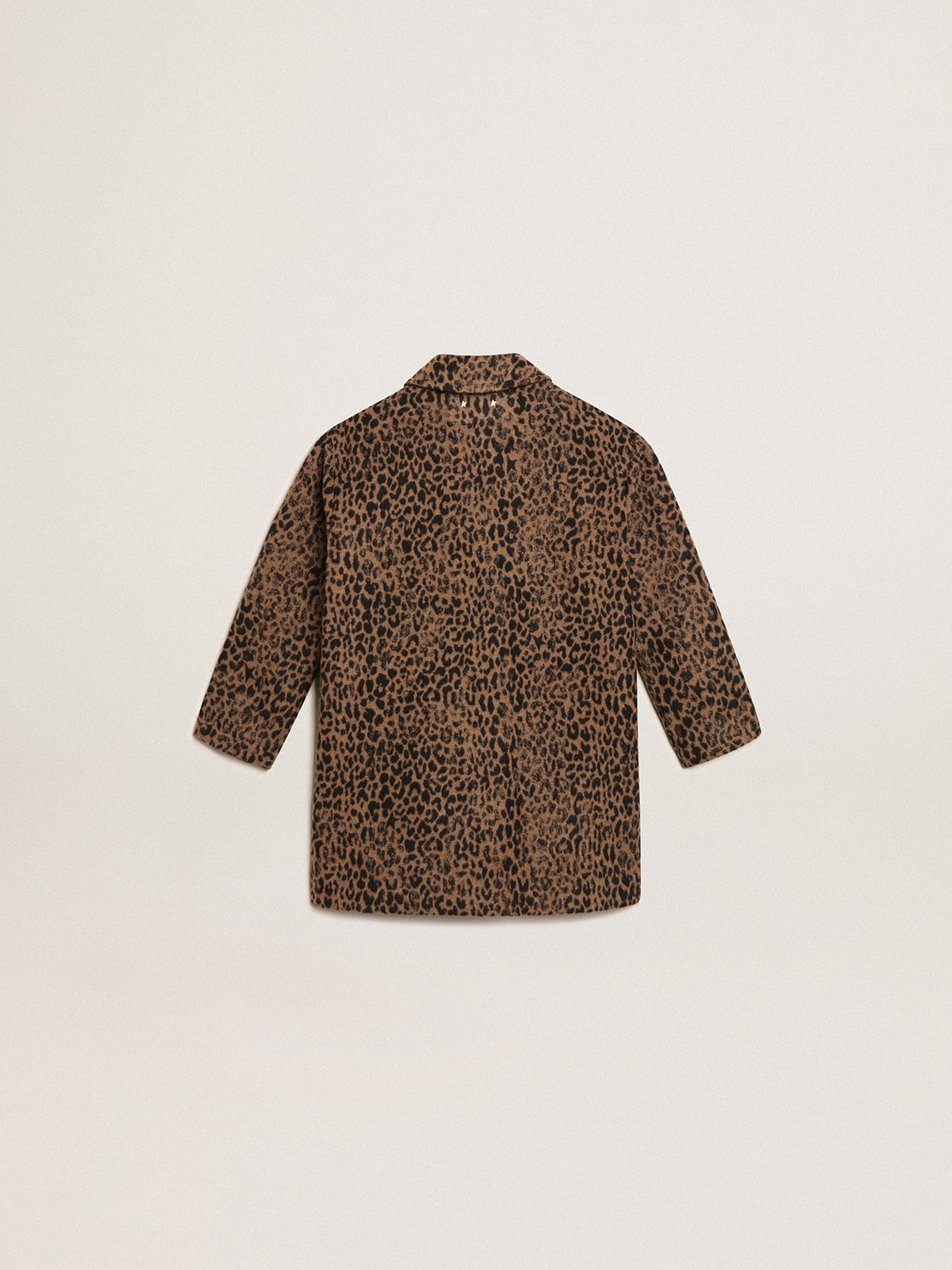 Girls' single-breasted coat in wool with jacquard animal print| Golden Goose