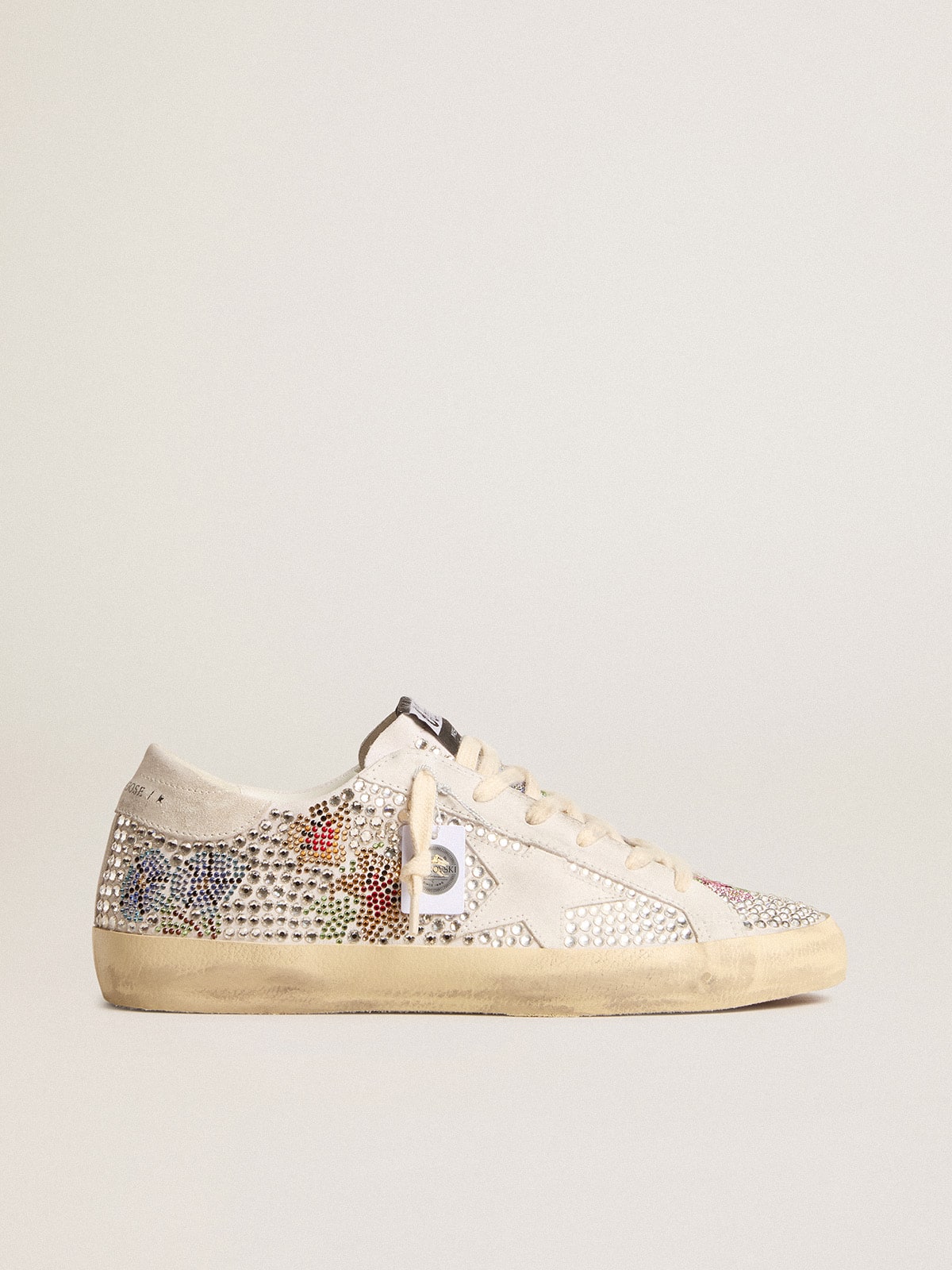 Super-Star LTD in Swarovski crystals with suede star and heel tab| Golden Goose