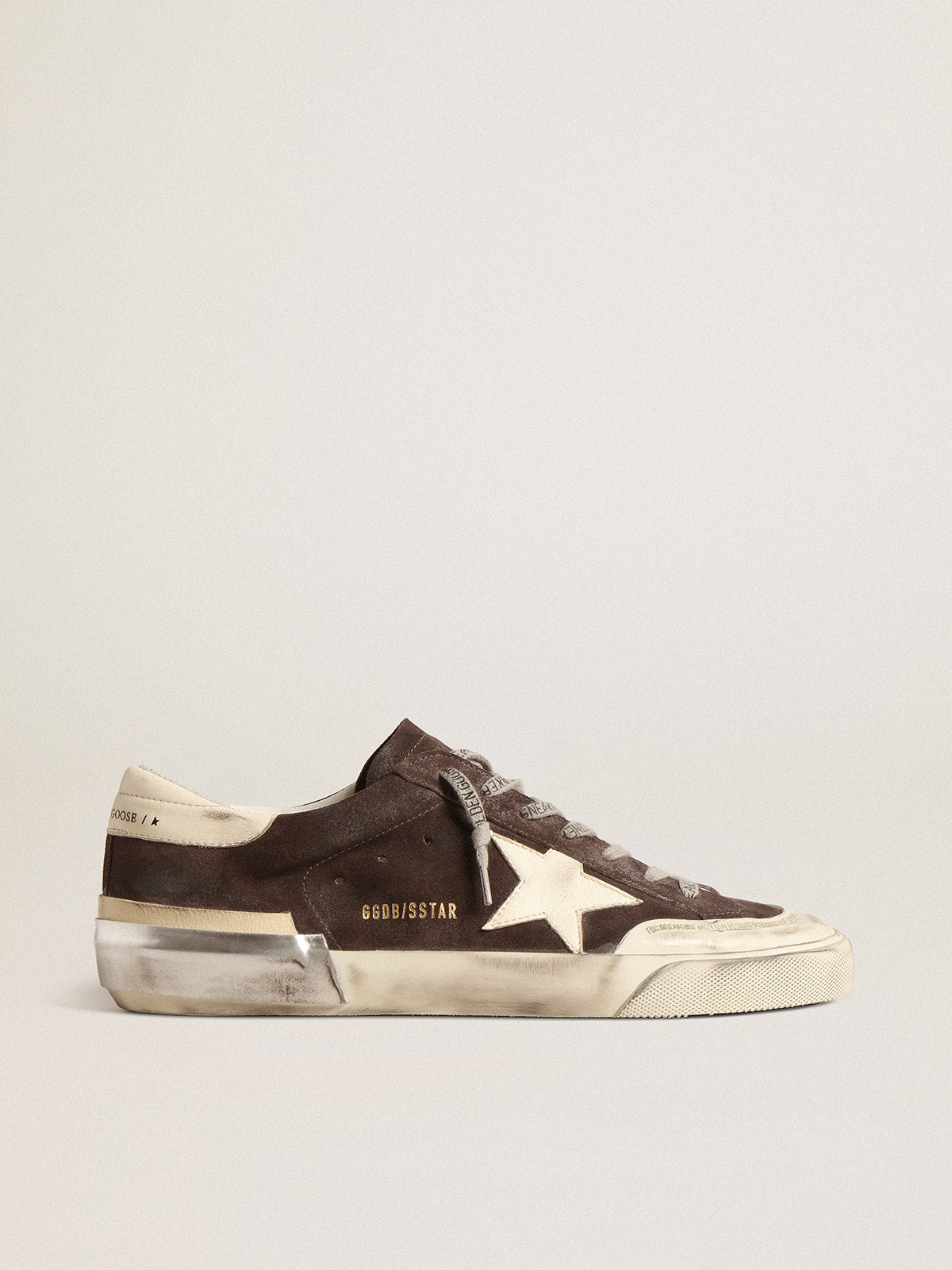 Super-Star in gray suede with ecru nappa star and heel tab| Golden Goose