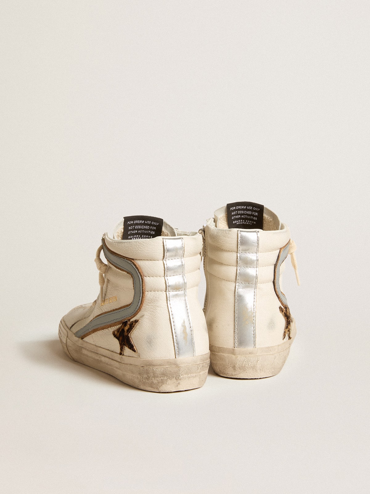 Slide in nappa with leopard-print pony skin star and gray nappa flash| Golden Goose