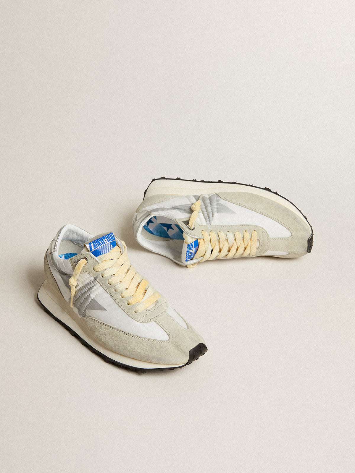 Women's Marathon with white nylon upper and silver star| Golden Goose