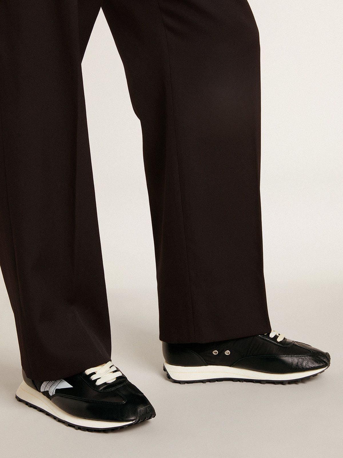 Men's Marathon with black nylon upper and white star| Golden Goose