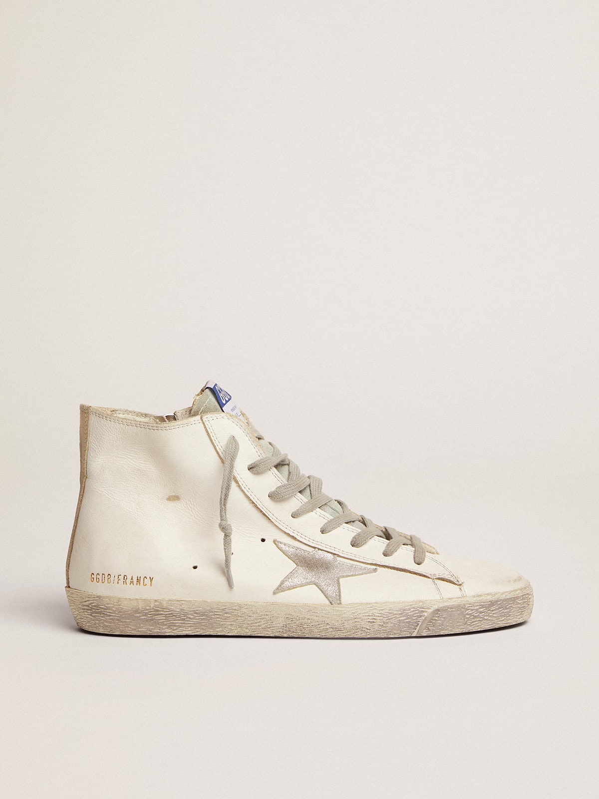Men's Francy in leather with silver suede star| Golden Goose