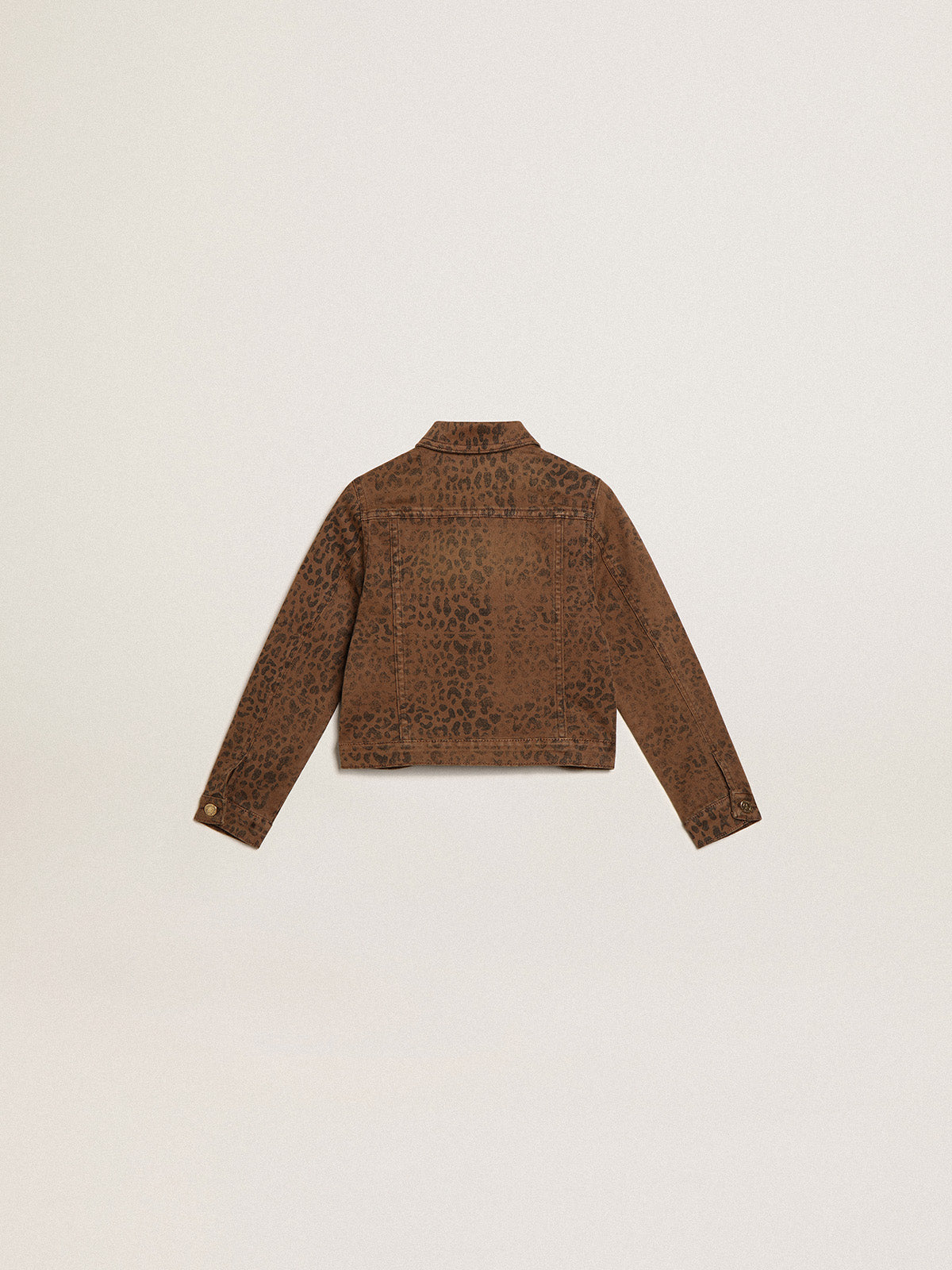 Girls' cotton jacket with jacquard animal print| Golden Goose