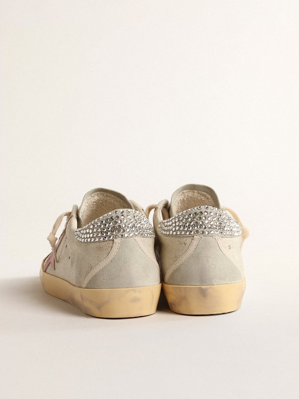 Super-Star LTD in ecru with Swarovski crystal heel tab| Golden Goose