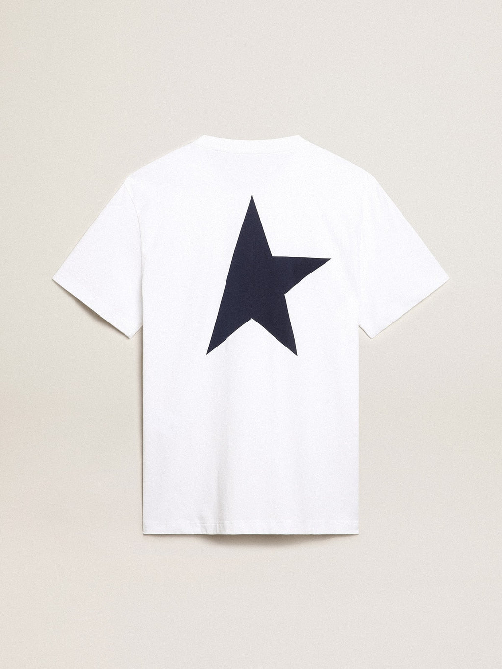 Men's white T-shirt with dark blue star on the back| Golden Goose