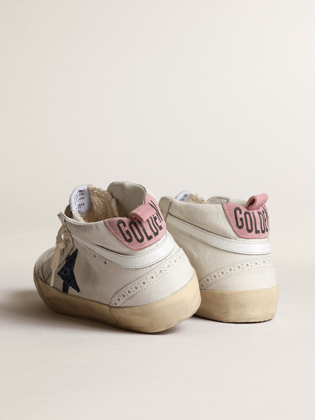 Mid Star with blue glitter star and pink suede heel tab| Golden Goose