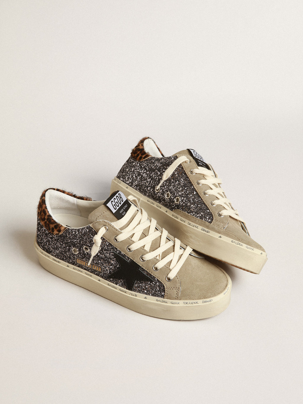 Hi Star in dark gray glitter with a black leather star| Golden Goose