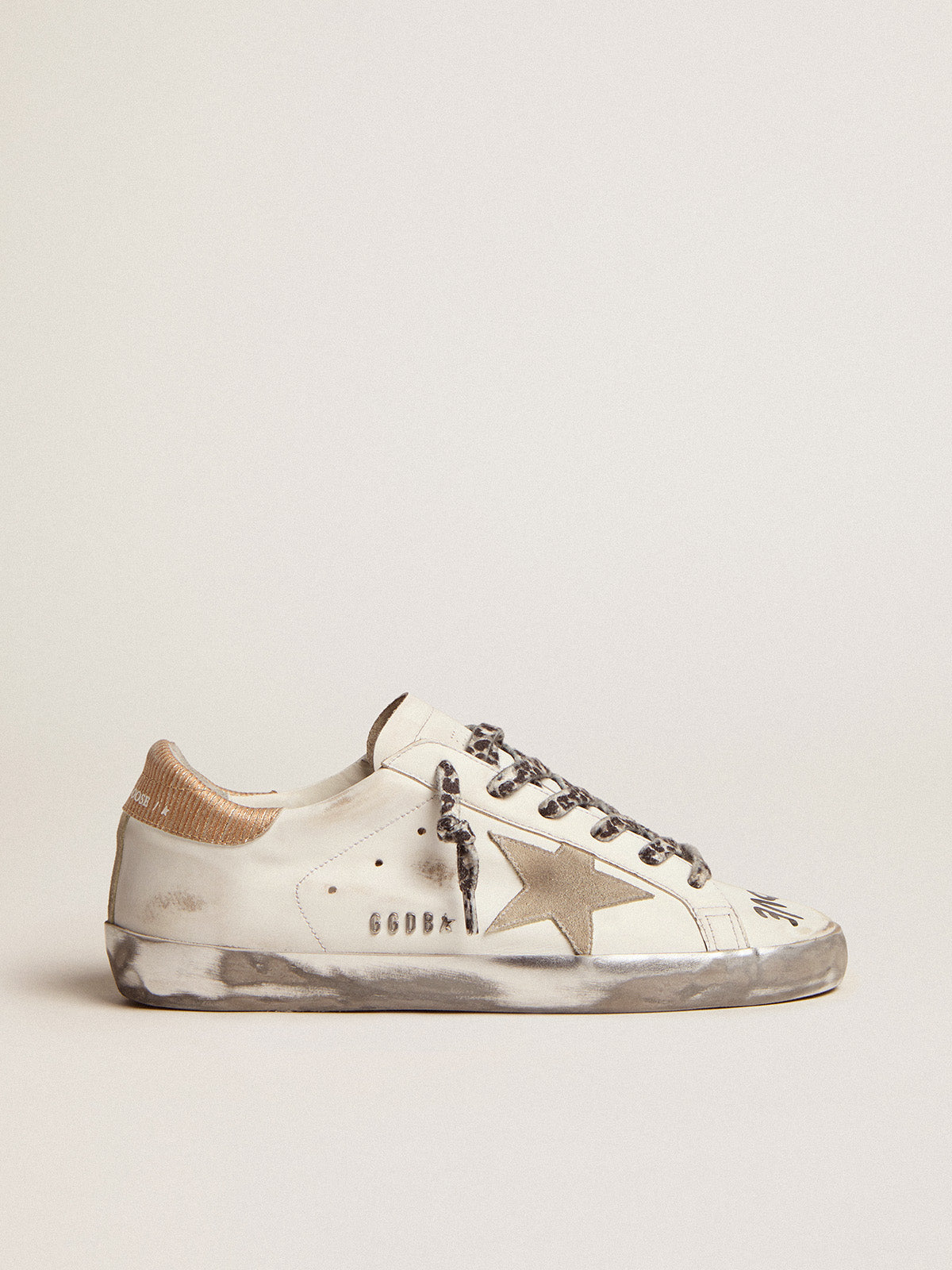 Women's Super-Star in white leather with gray suede star| Golden Goose
