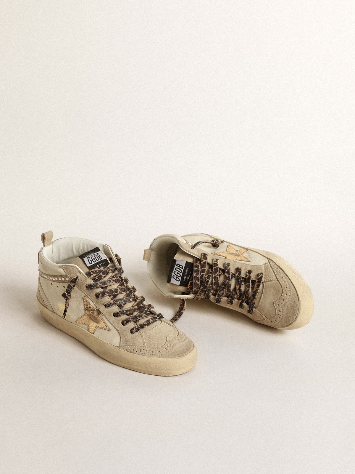 Mid Star with metallic leather star and Swarovski crystal flash| Golden Goose