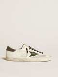 Men's Super-Star in nappa with green leather star and gray leather heel tab| Golden Goose