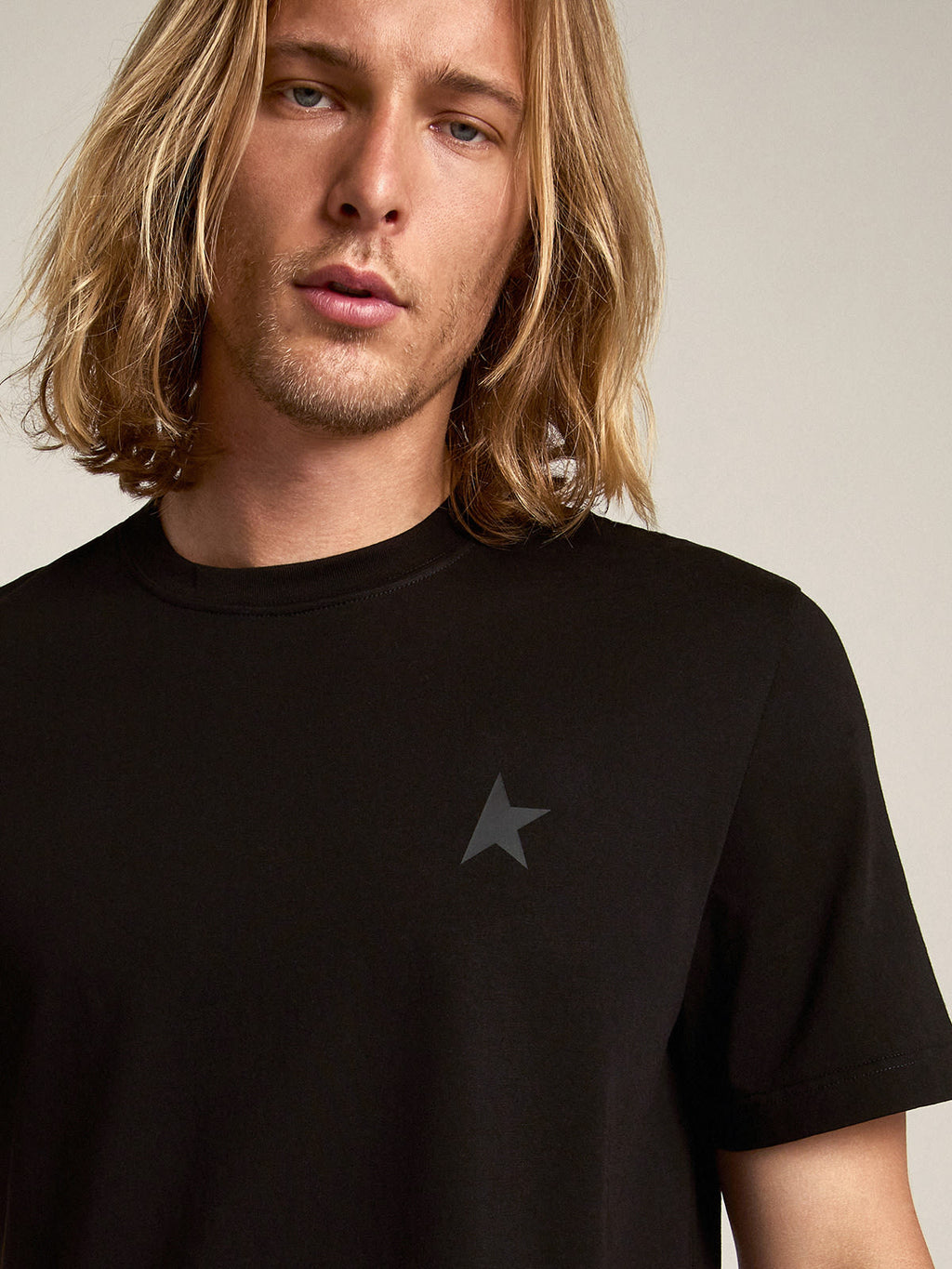 Black Star Collection T-shirt with tone-on-tone star on the front| Golden Goose