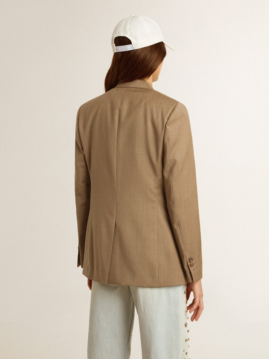 Women's dove-gray double-breasted blazer| Golden Goose