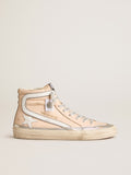 Women's Slide LTD in pink nappa leather with white star and Swarovski inserts| Golden Goose