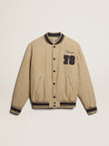 Khaki-colored quilted cotton bomber jacket| Golden Goose