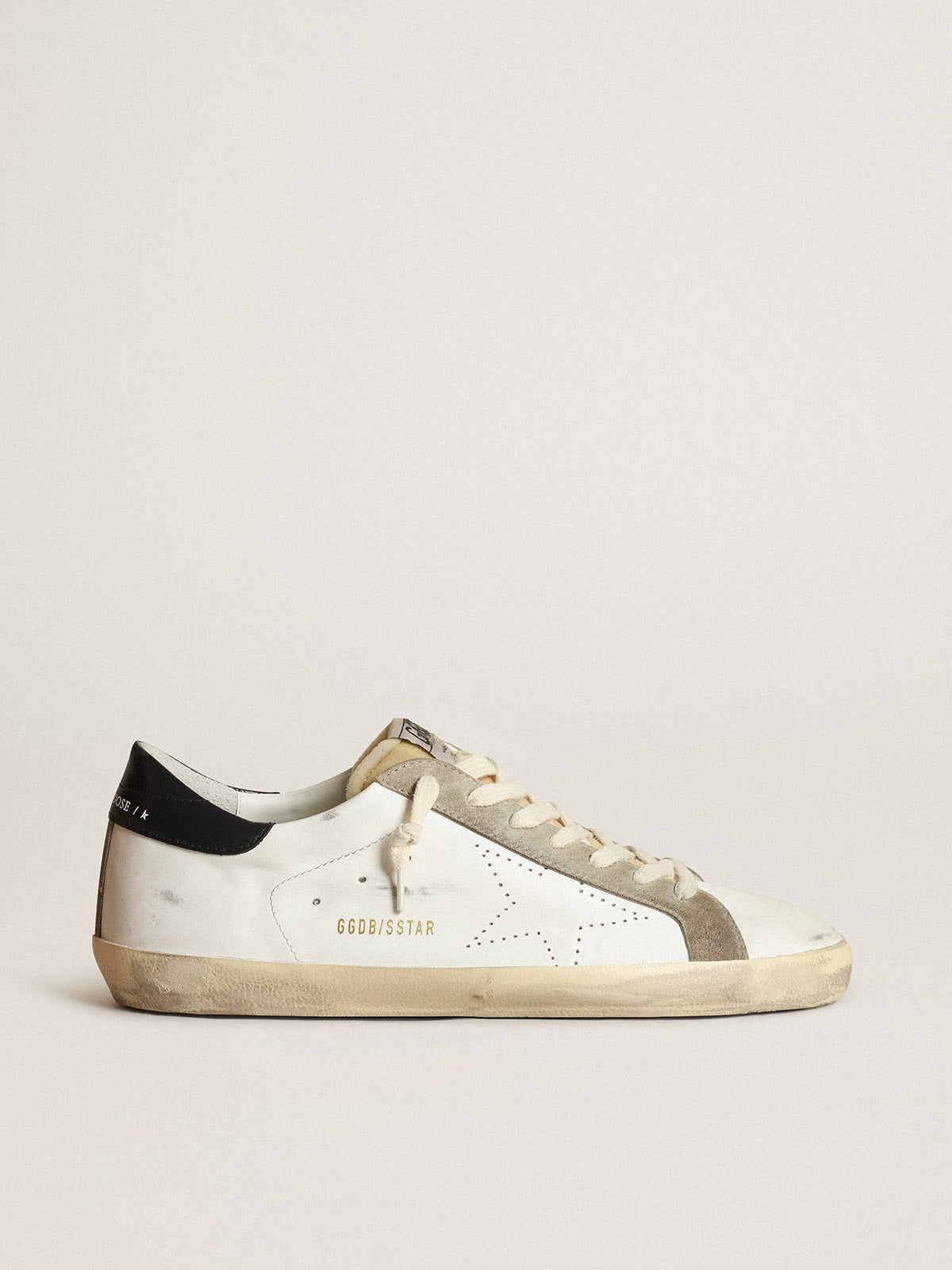 Men's Super-Star with perforated star and blue heel tab| Golden Goose