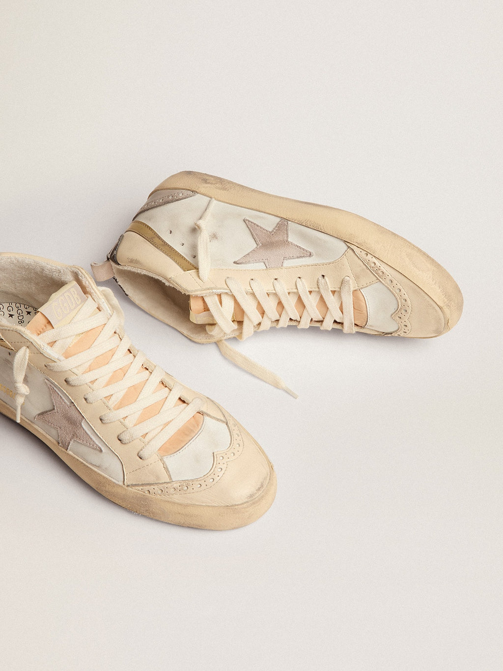 Women's Mid Star with star in light gray suede and gold flash| Golden Goose