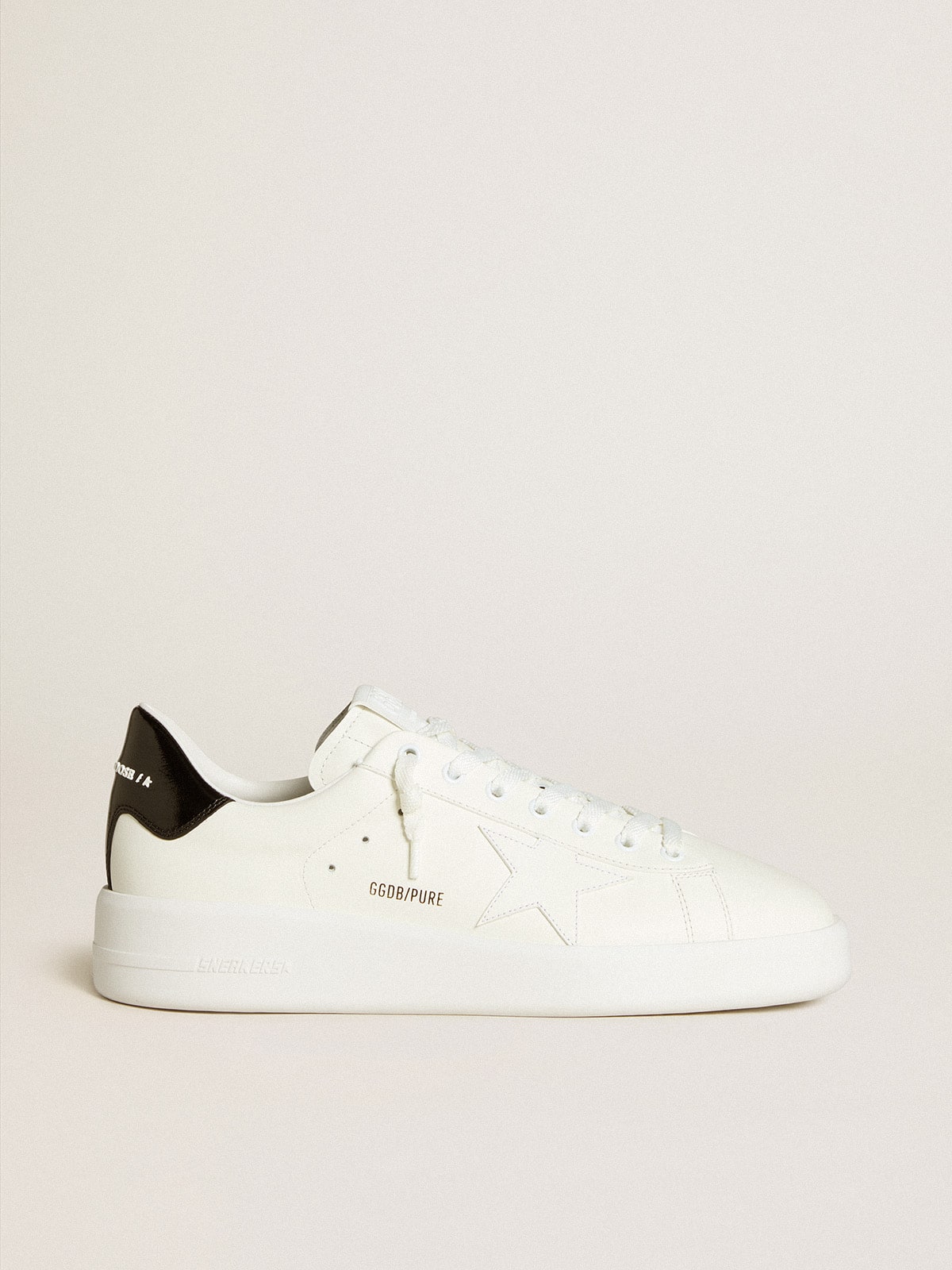 Men's Purestar with leather star and black patent leather heel tab| Golden Goose