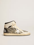 Women's Sky-Star LAB in zebra nappa with textured silver leather star| Golden Goose