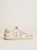 Super-Star LTD in white leather and mesh with star and inserts in silver Swarovski micro-crystals| Golden Goose