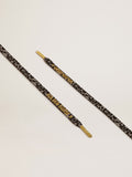 Gray and black animal-print laces with contrasting gold logo| Golden Goose