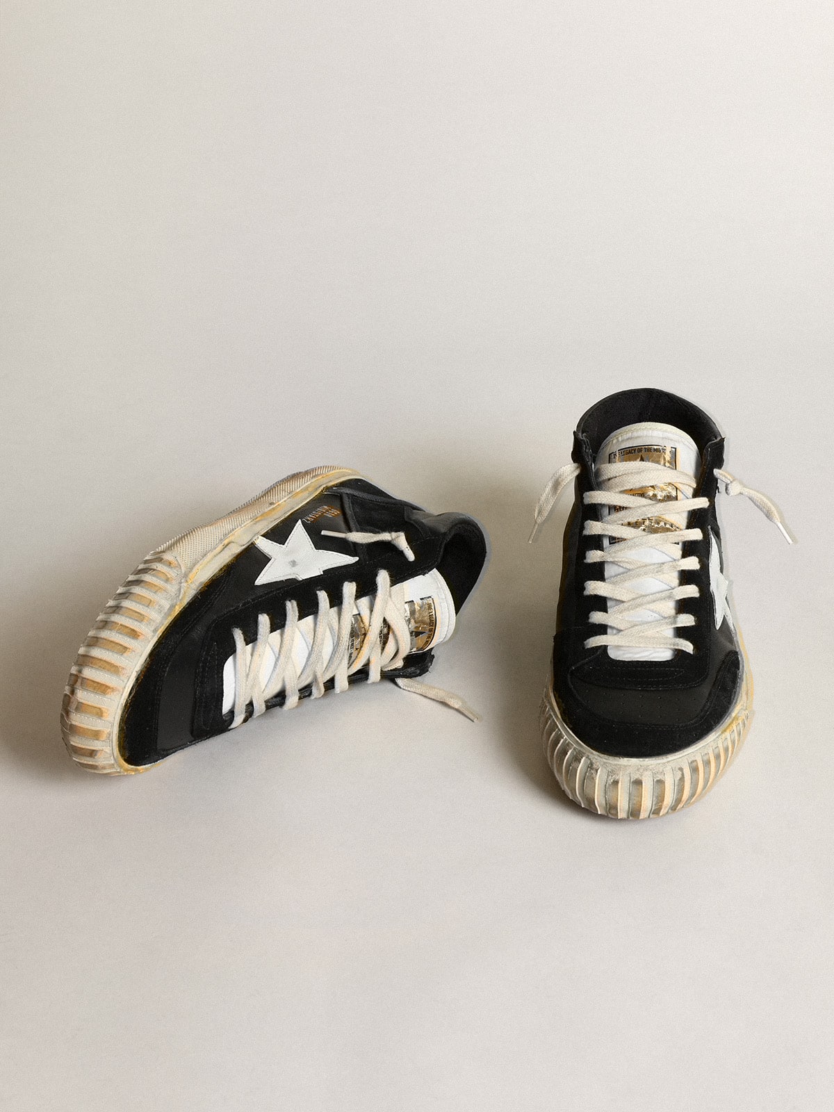 Men's Mid Star in black nappa and suede with white leather star| Golden Goose