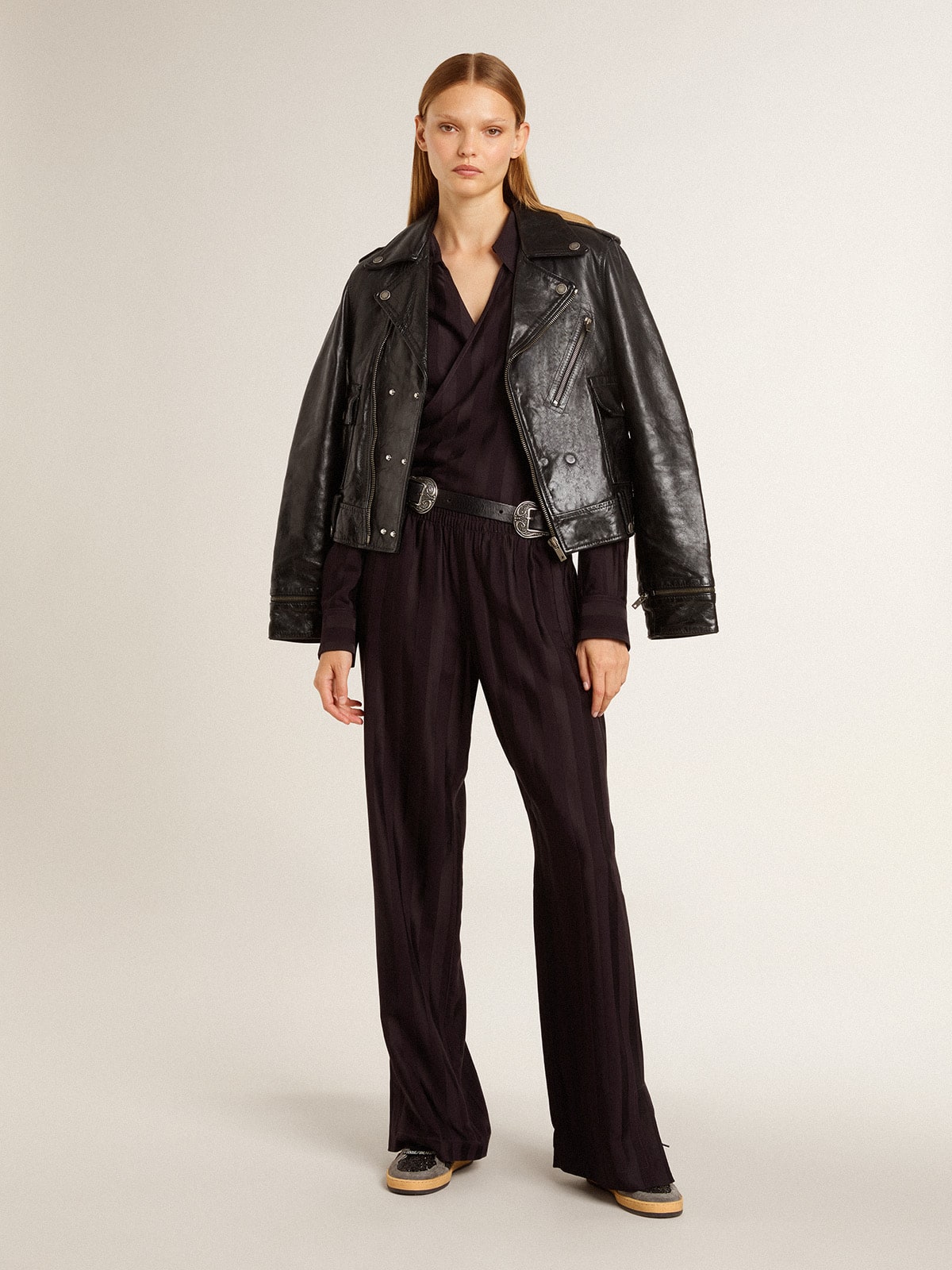 Women's Ball Star in glitter with leather star and metallic leather heel tab| Golden Goose