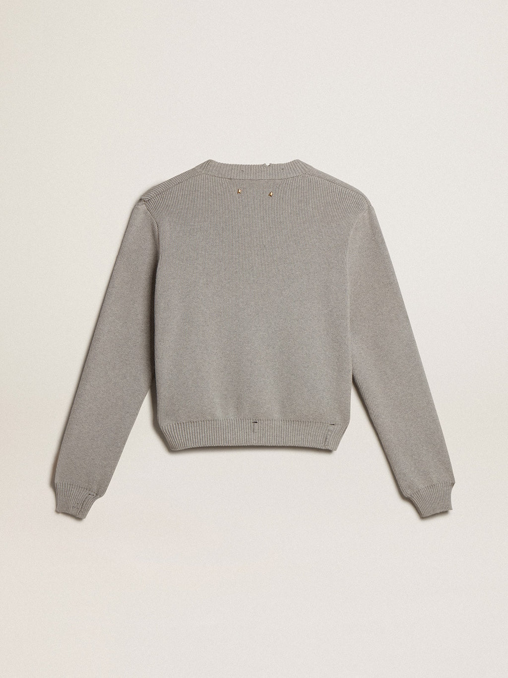 Women's round-neck sweater in gray cotton| Golden Goose