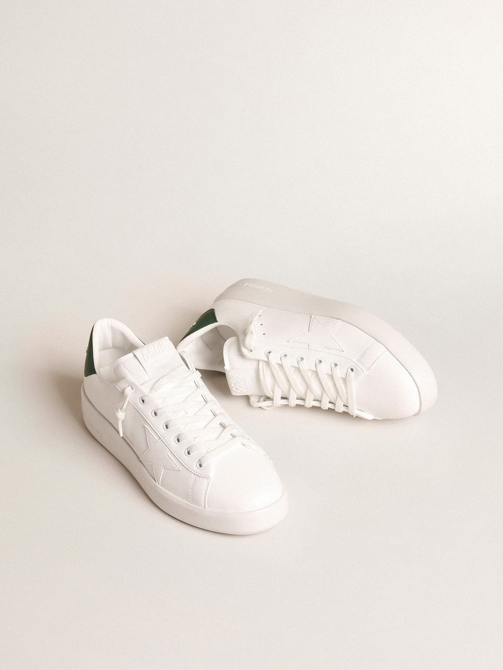 Purestar with white bio-based star and mat green leather heel tab| Golden Goose