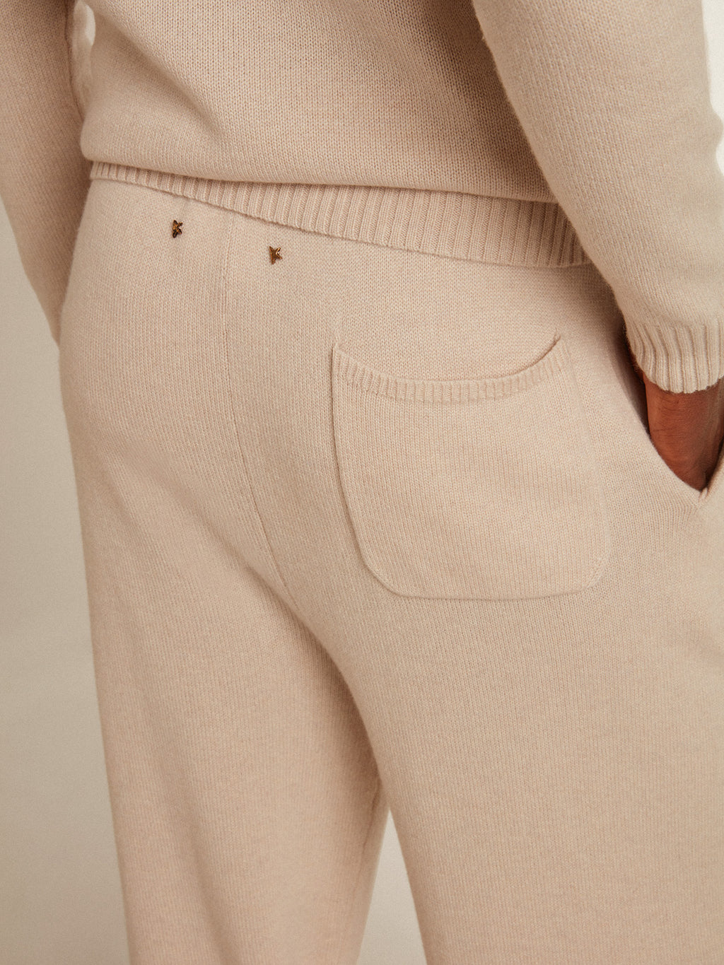 Men's white cashmere blend joggers| Golden Goose