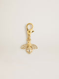 Bee-shaped charm in gold-colored brass with crystals| Golden Goose