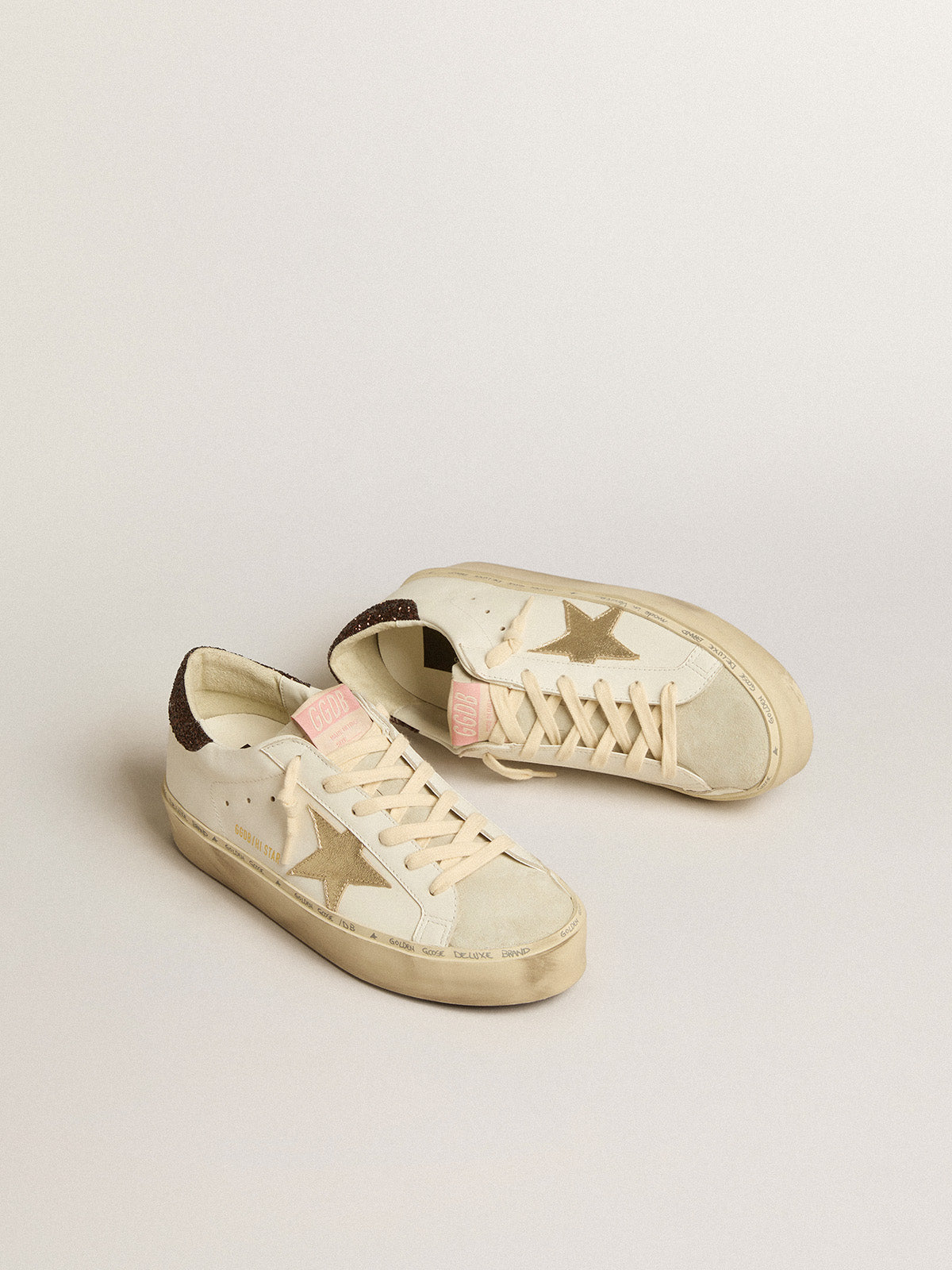 Hi Star with platinum metallic leather star and glitter heel tab| Golden Goose