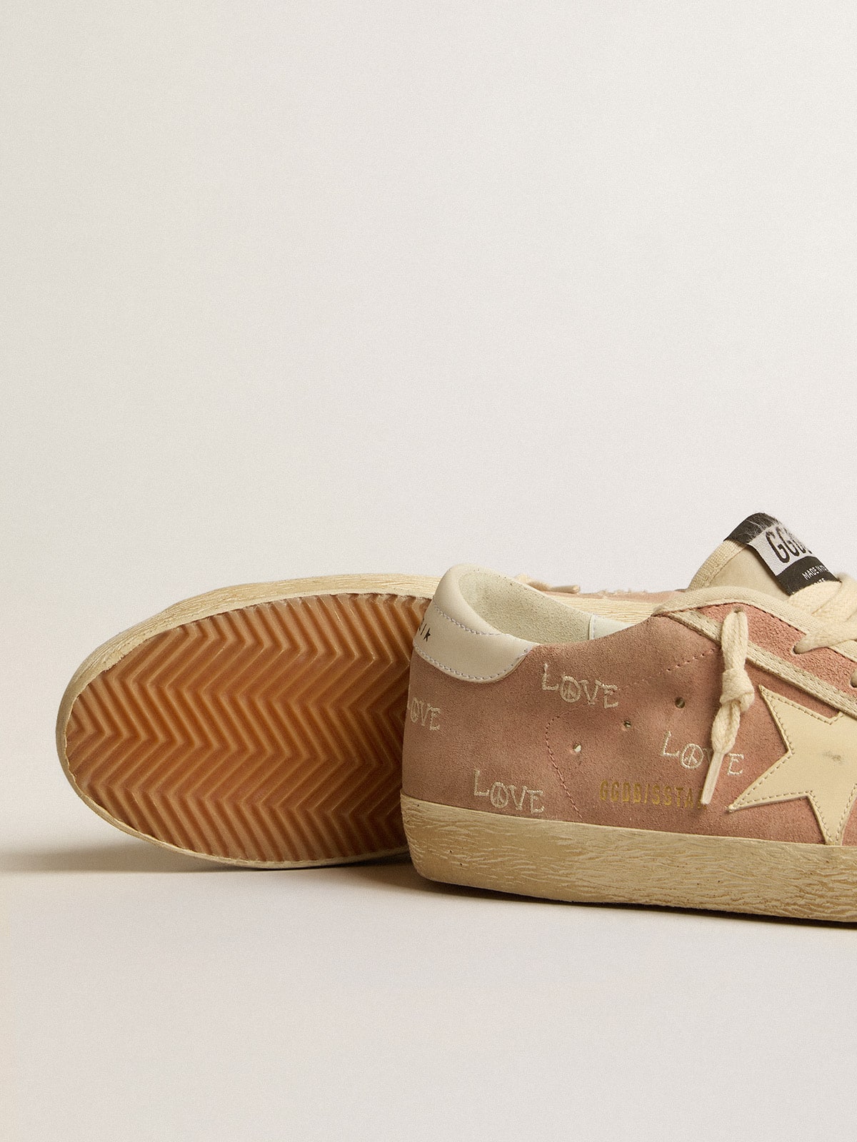 Super-Star in powder-pink suede with cream leather star| Golden Goose