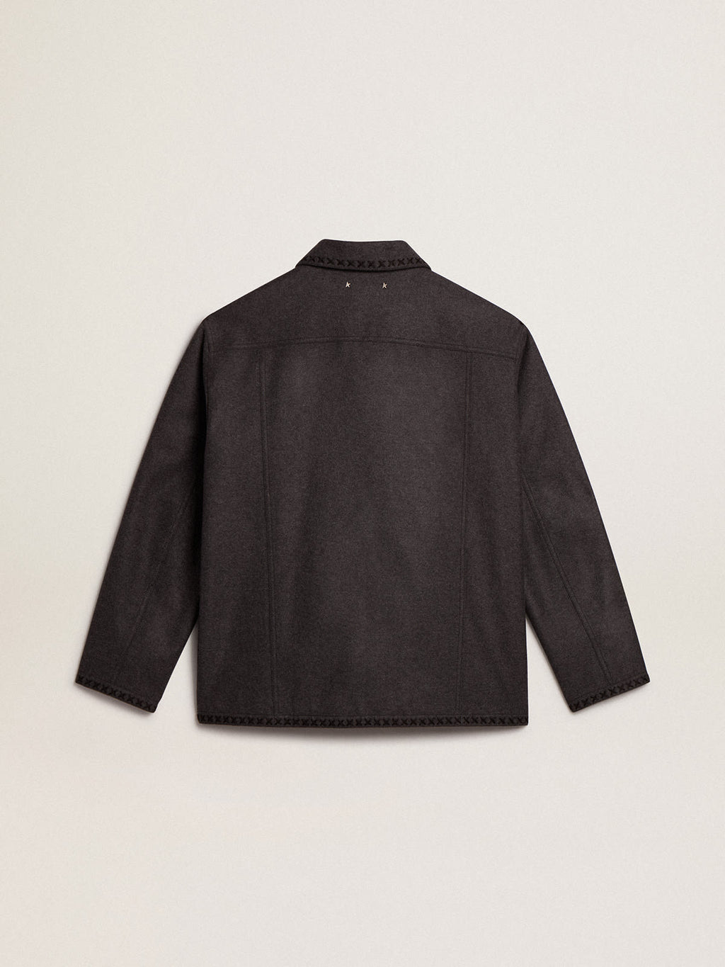 Gray melange woolen jacket with button fastening| Golden Goose