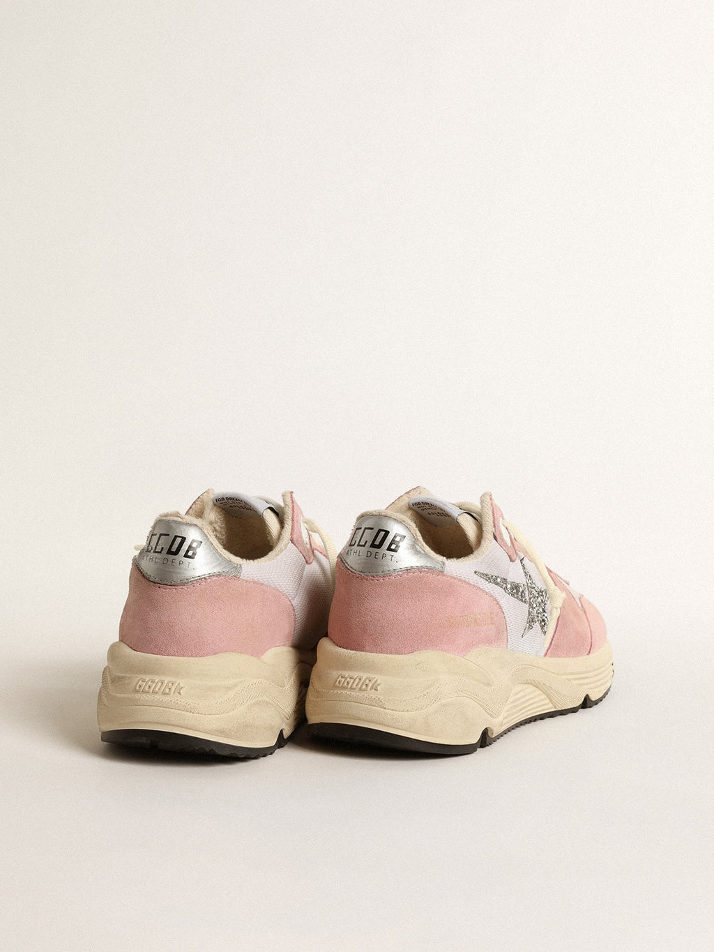 Running Sole in gray mesh and suede with silver glitter star| Golden Goose