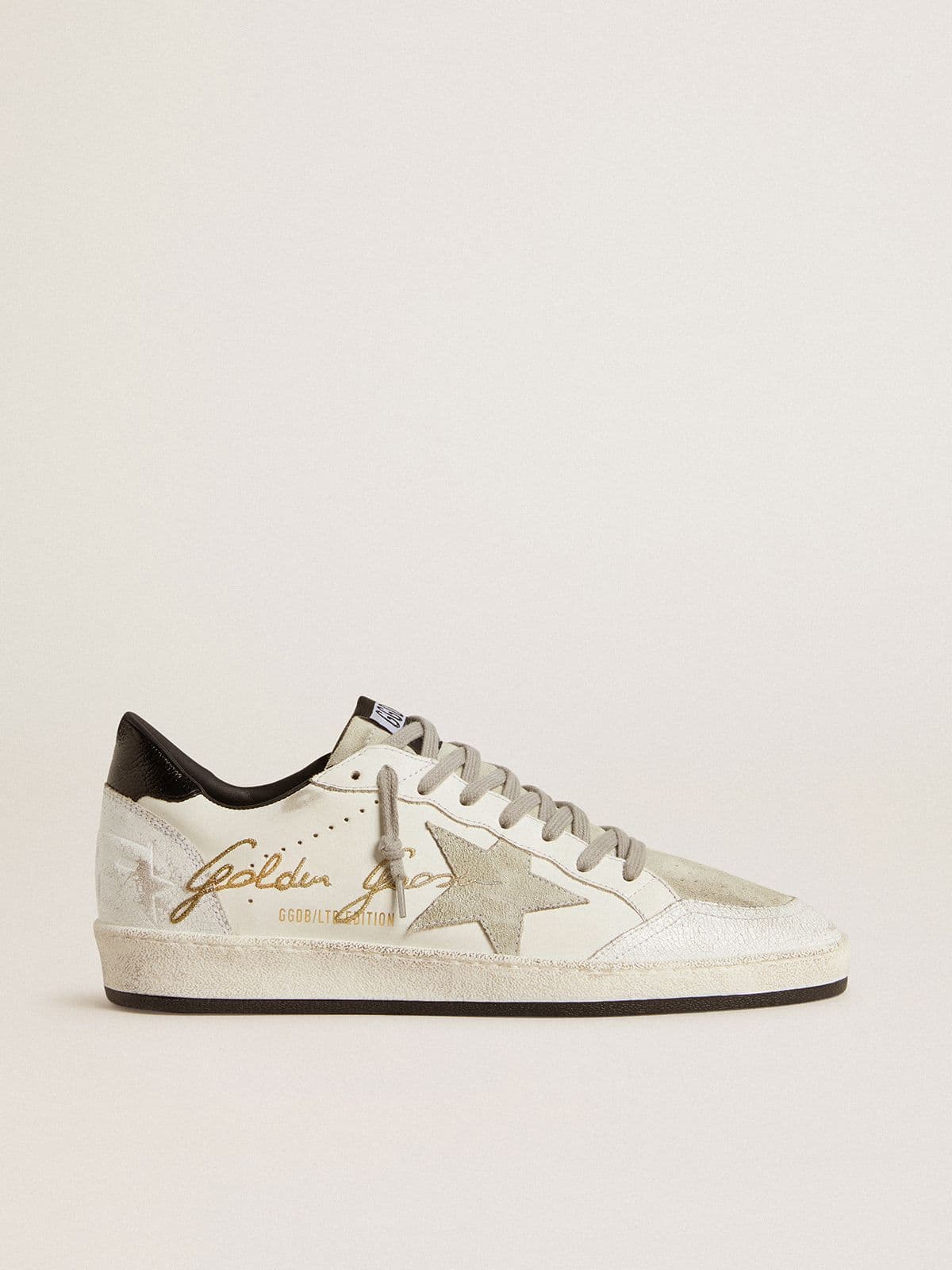 Men's Ball Star LTD with suede star and textured leather heel tab| Golden Goose