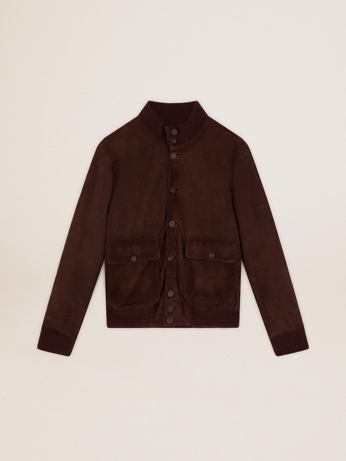 Golden Collection flight jacket in dark brown suede| Golden Goose