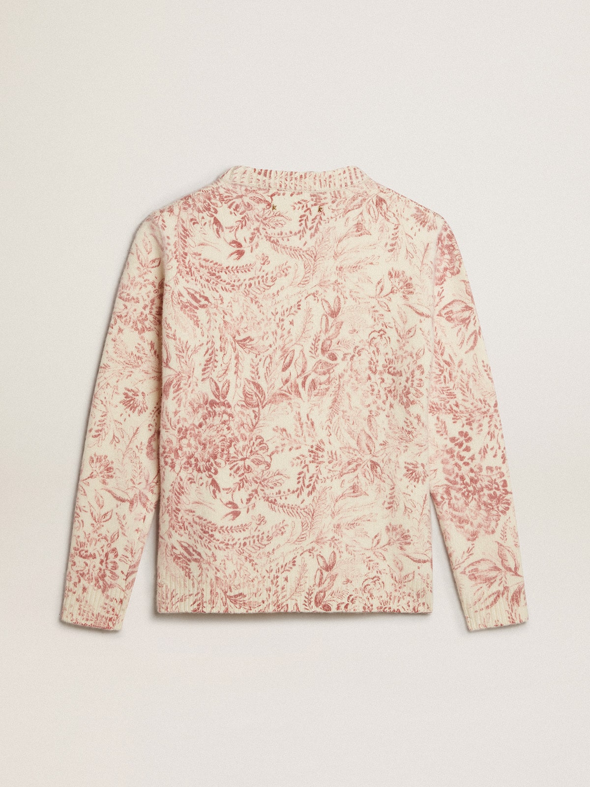 Women's round-neck sweater in wool with all-over toile de jouy pattern| Golden Goose